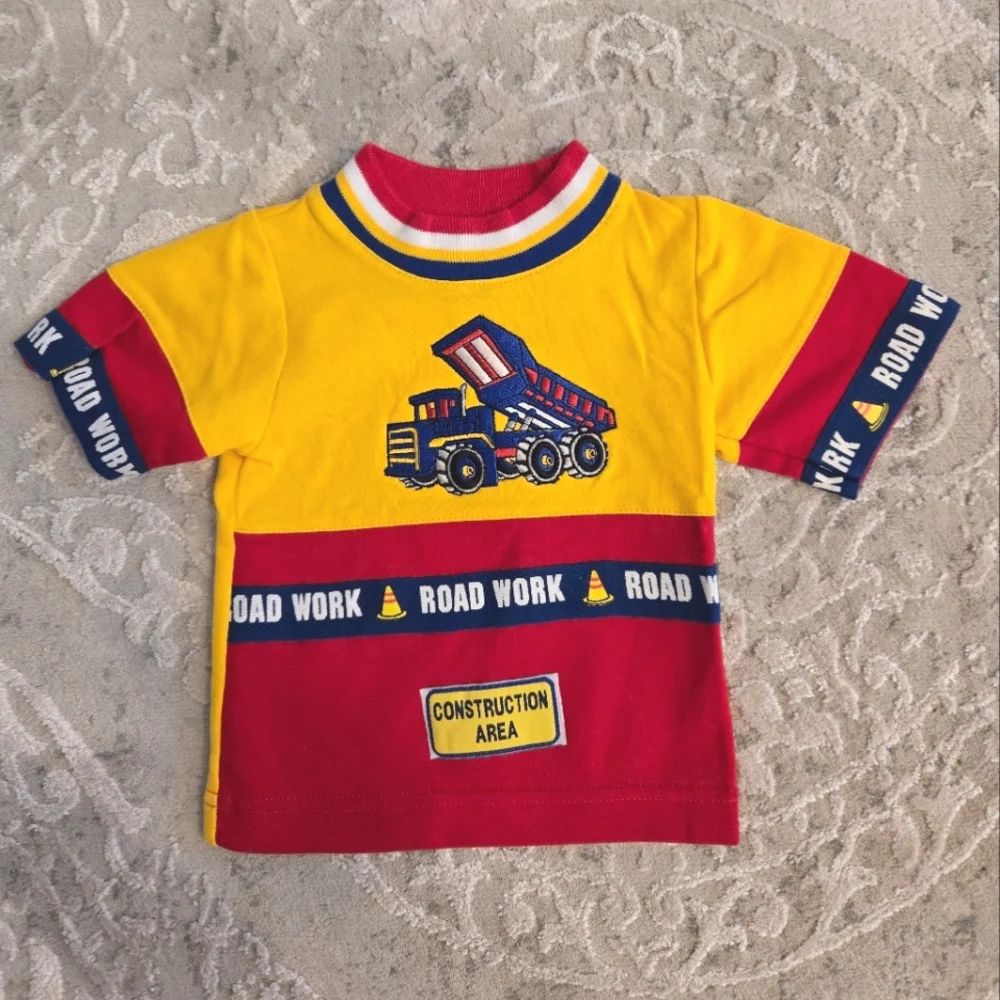 KidZone Vintage Y2k Construction Theme T-Shirt and Shorts Set